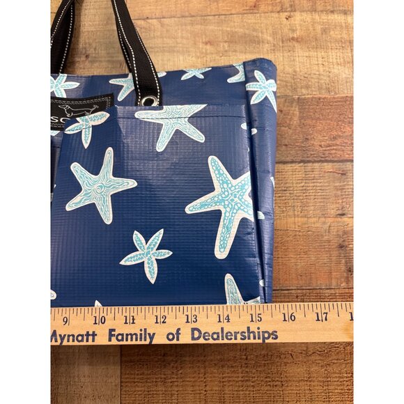 SCOUT Uptown Girl Pocket Tote Bag Blue Starfish Pattern - Picture 3 of 5
